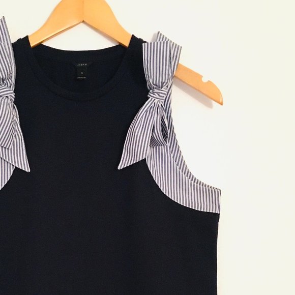 J. Crew Navy Tank Top W/Striped Bow Shoulder  - S - Picture 1 of 7